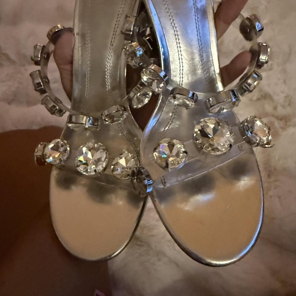 Zara Silver Crystal Embellished Heels